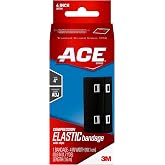 ACE 4 Inch Elastic Bandage with with Clips, Black, Great for Leg, Shoulder and More, 1 Count