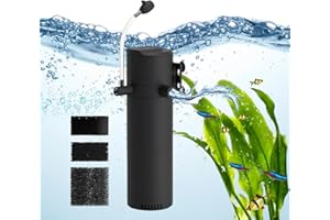 VCRAZE 3-Stage Internal Aquarium Filter 210GPH Turtle Filter in-Tank Filter Dual Water Outlet & Aeration, Fish Tank Filter Turtle Tank Filter for 40-60 Gallon Tanks