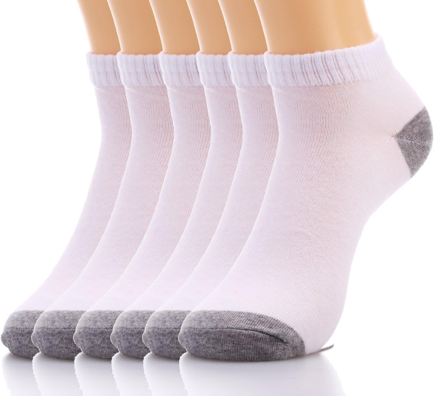 Hi-luck Men's Cotton Comfort Ankle White Crew Socks(6 Pairs,Socks Size:9-11)