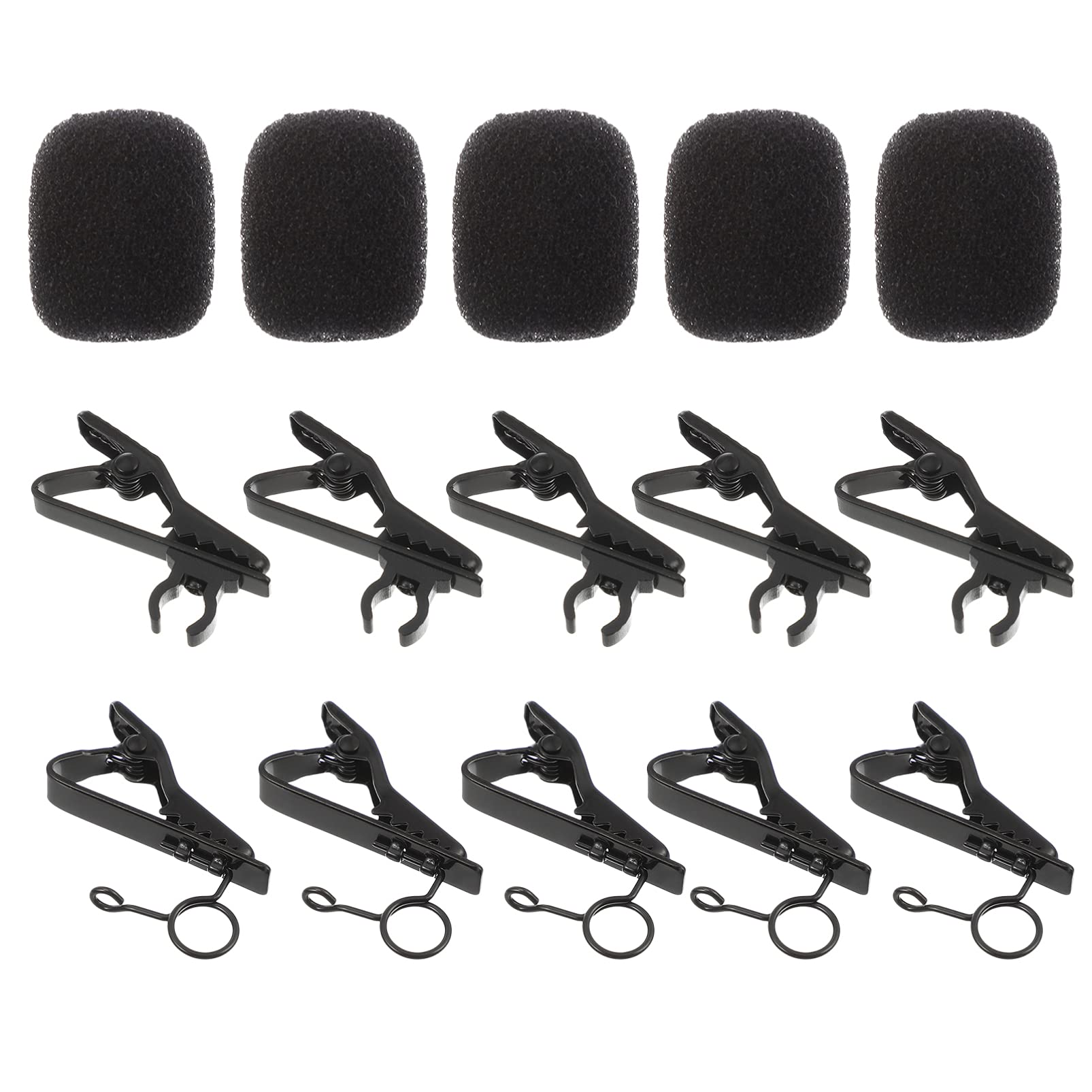 Milisten Wireless Lapel Mic 18pcs/ set Lapel Microphone Tie Clips Lavalier Microphone Replacement Sponge with Foam Windscreen Cover for Speeching Teaching Communicating Wireless Microphone