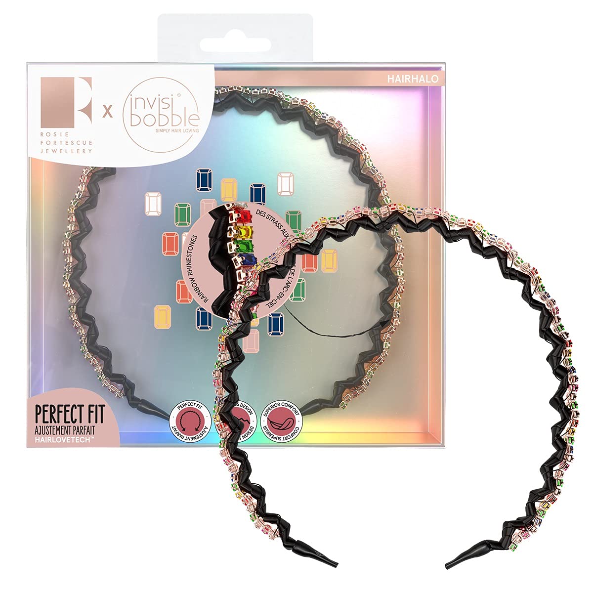 Invisibobble Hairhalo "Trendy Treasure" Headband, 1 x Adjustable Headband, Crystal Stone, Colourful Girls & Women, Hair-Gentle & Comfortable, Limited Collection Rosie Fortescue