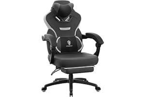 Dowinx Gaming Chair with Footrest, Fabric Gamer Chair for Adults, Computer Chair with Massage for Heavy People Fabric,Black