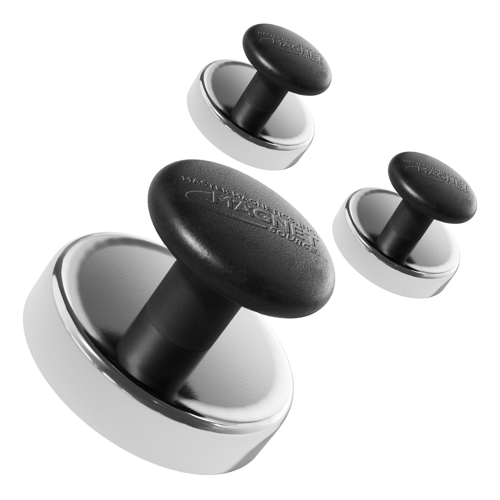 Master Magnetics HMKR-50X3 Round Base Magnet Fastener with Knob,Chrome,2.04" Diameter, 0.98" Total Height with 1" Diameter Knob/35 Pounds,(Box of 3)