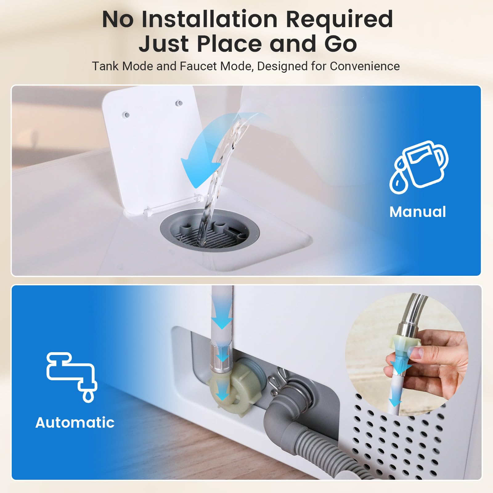 BLITZHOME Countertop Portable Mini Dishwasher, 9 Programs,167℉ High-Temp, Hot Air Drying, Air Refresh, 360° 3 Spray, 24H Timing, LED Light, 5.2L Built-in Water Tank for Apartments RVs