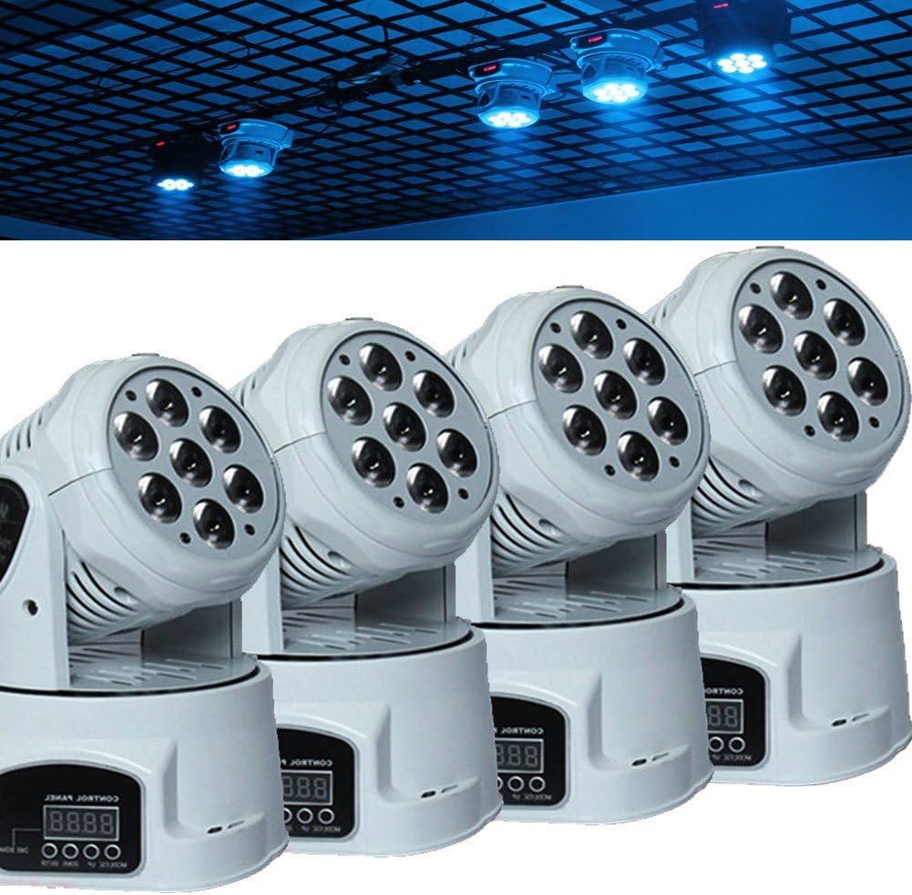 4 X Qwash 7X10W RGBW 4in1 CREE LED Mini Moving Head Club DJ Lightamily Party Club Bar Band DJ 2PCS