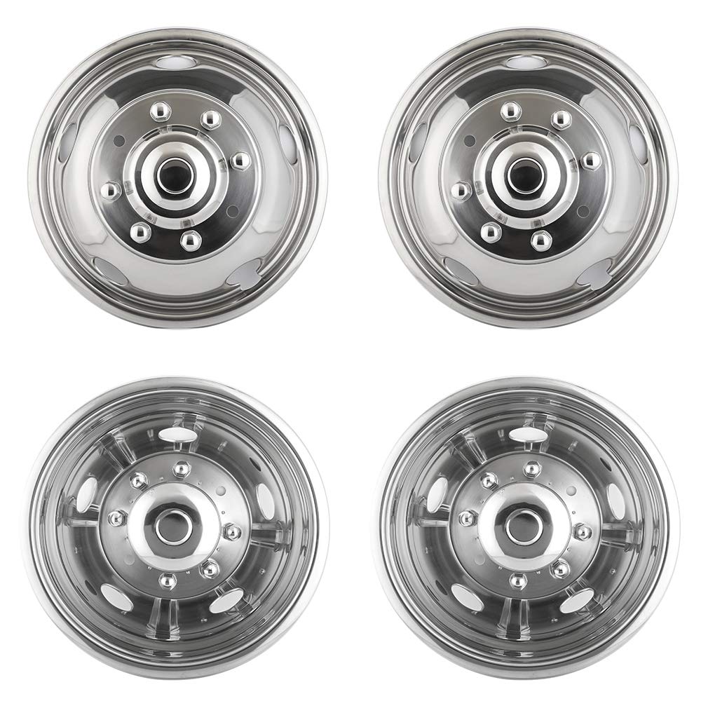 Photo 1 of (incomplete)(see images) Puermto 19.5" 8 Lug 5 Hand Hole Wheel Simulators,Front Rear Polished Stainless Steel 4pcs Bolt On Wheel Cover
