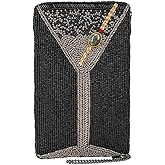 Mary Frances Make It Dirty Beaded Crossbody Cell Phone Bag Clutch Martini-Themed Evening Purse, Multiple