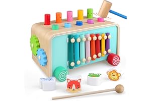 LAAVII Montessori Baby Hammer Pounding Toy for Toddlers Boys Girls 2 3 4 Years Old, Educational Learning Toy Xylophone Color Shape for Toddler 2-4 Halloween Christmas Birthday Gift Toy