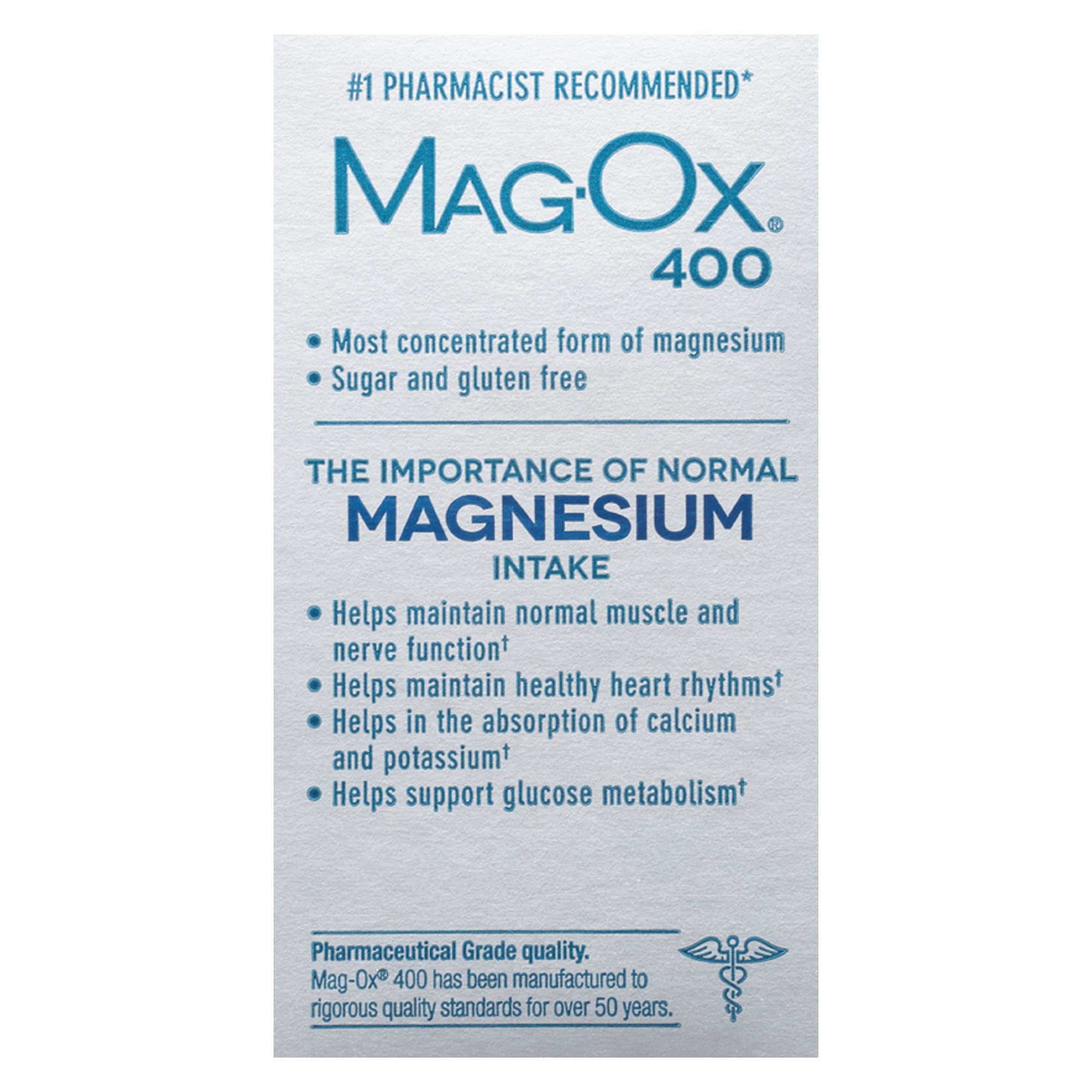 Mag-Ox 400 Magnesium Supplement, Pharmaceutical Grade Magnesium Oxide with 482 mg Per Dose, 120 Tablets, Pack of 2
