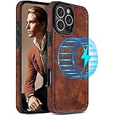 LOHASIC for iPhone 16 Pro Leather Case Compatible with MagSafe, Slim Luxury PU Non-Slip Grip Rugged Bumper Shockproof Full Body Protective Cover Phone Cases for iPhone 16 Pro 5G 6.3" (2024) - Brown