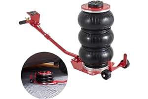 VEVOR Air Jack, 3 Ton/6600 lbs Triple Bag Air Jack, Airbag Jack with Six Steel Pipes, Lift up to 17.7 inch/450 mm, 3-5 s Fast Lifting Pneumatic Jack, with Long Handles for Cars, Garages, Repair, (Red)