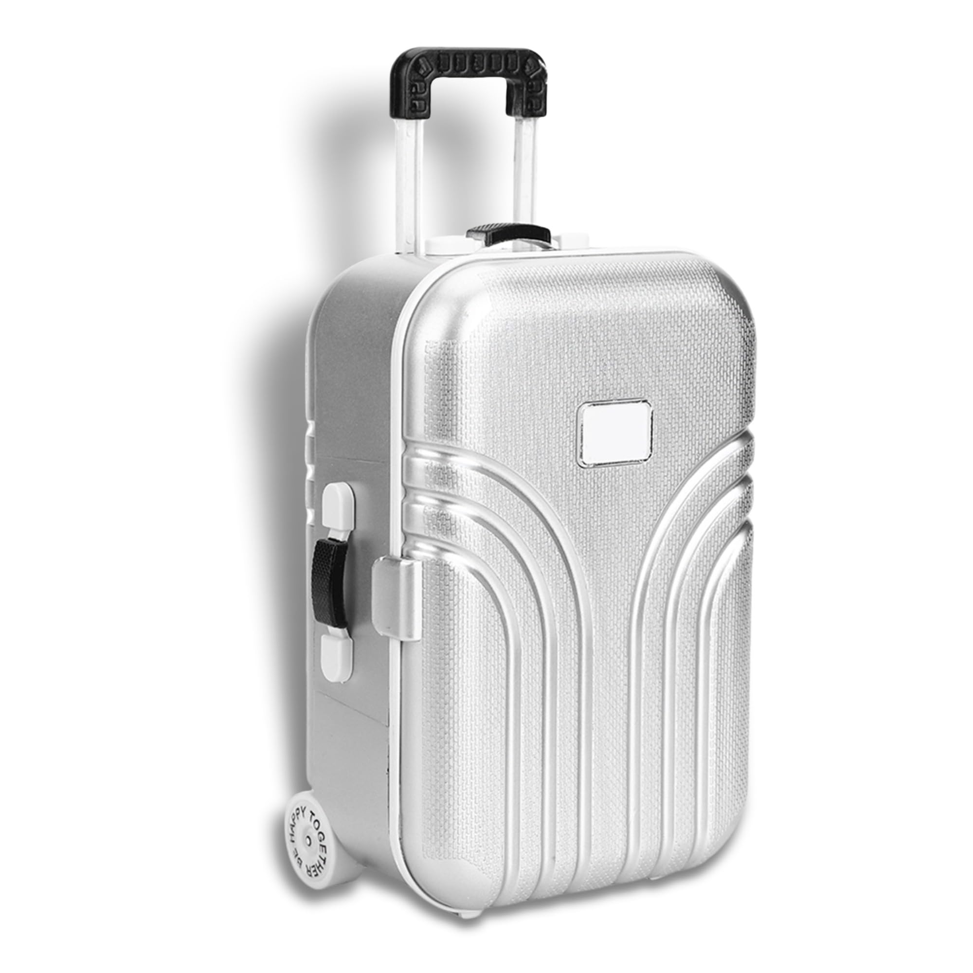 Semme Dolls Travel Suitcase, Mini Size Trolley Case with Open and Close Carry On Luggage Simulation Rolling Suitcase Toy(Silver)