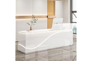 HYSOND Reception Desk with Counter Modern Front Desk Reception Room Table Wooden Counter Desk with Lockable Drawer for Office Reception Room Lobby, Beauty Salon-J-left-160x60x100cm