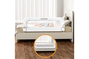 UPGOGO Folding Bed Rail for Toddlers,Baby Bed Rail Guard with Reinforced Anchor Safety System,Fit Bunk,Full Size,Queen,King,Twin(White,59"x23.6")