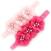 My Lello Flower Headbands Baby - Girls - Toddler Fabric Beaded Stretchy Elastic Pair