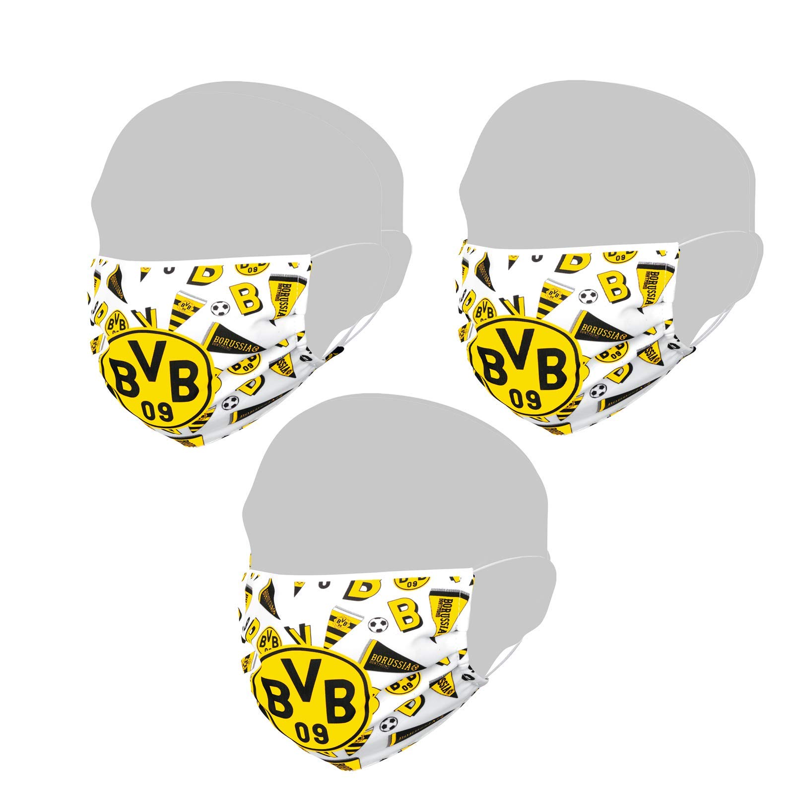 Borussia Dortmund BVB design mask white (3-pack)