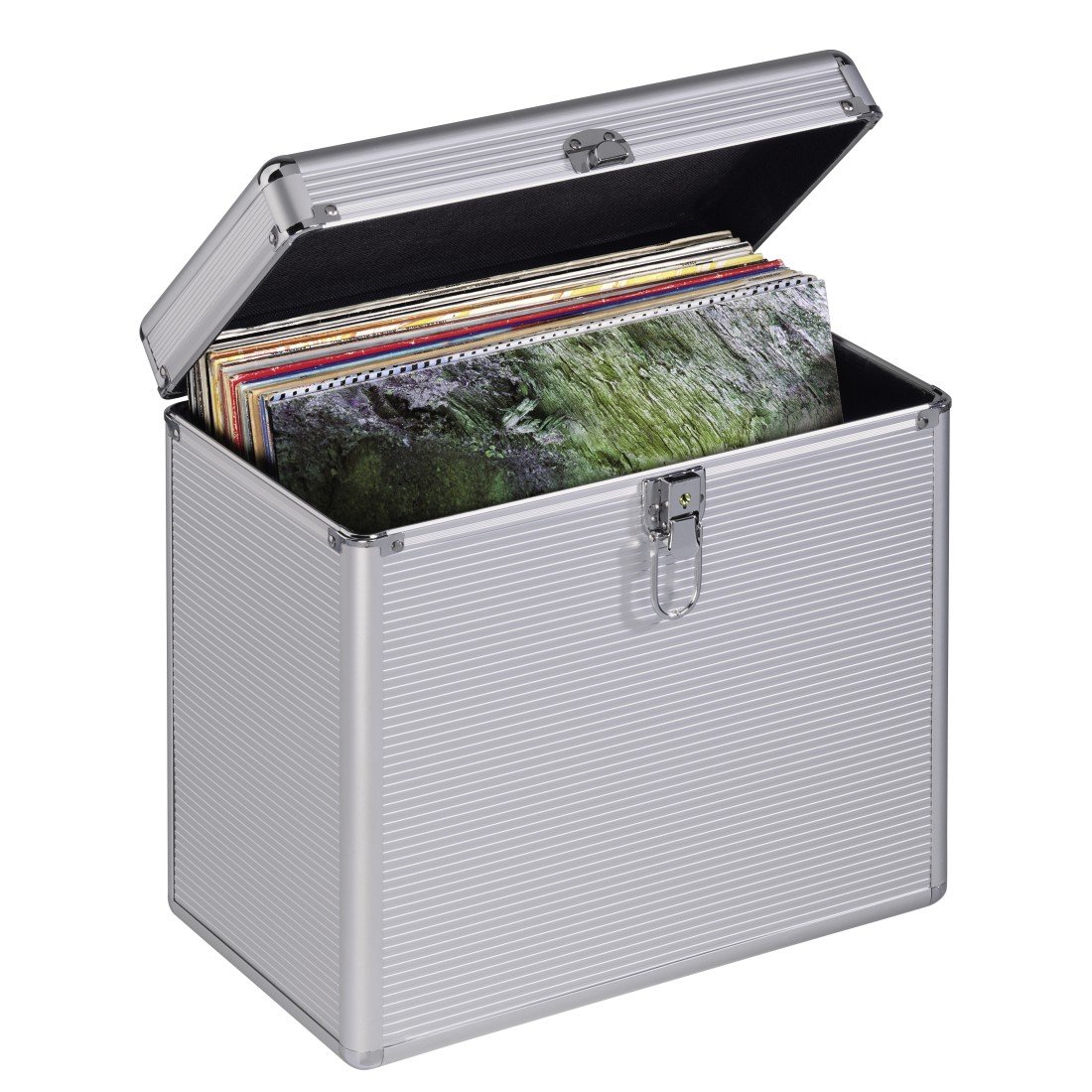 Hama | 50 Vinyl Records LP Case, Aluminium Look | Silver