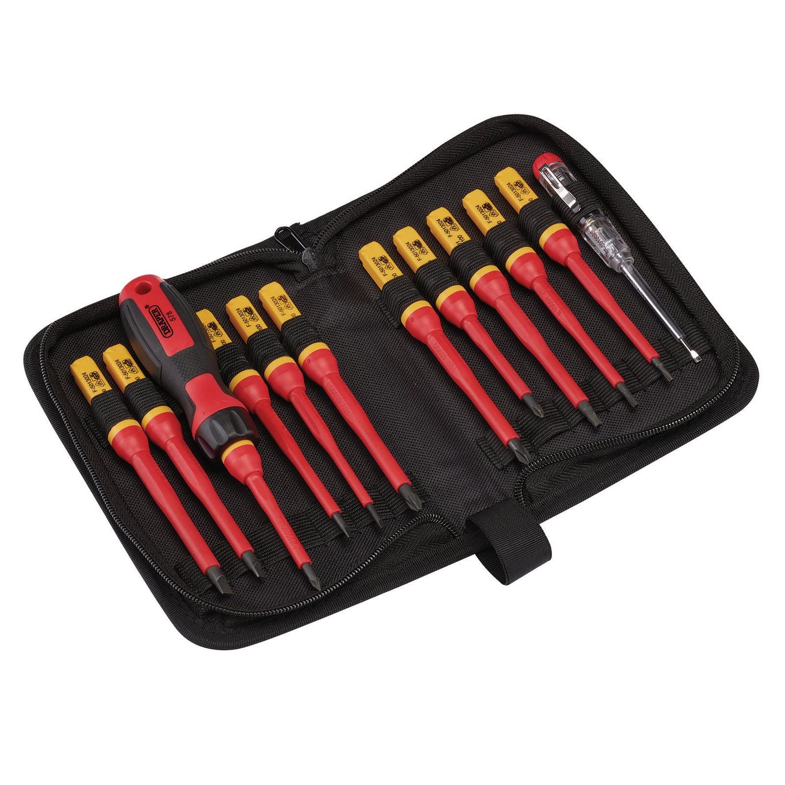 Draper 37798 Interchangeable Blade Screwdriver Set (13 Piece), Red and Yellow, One Size