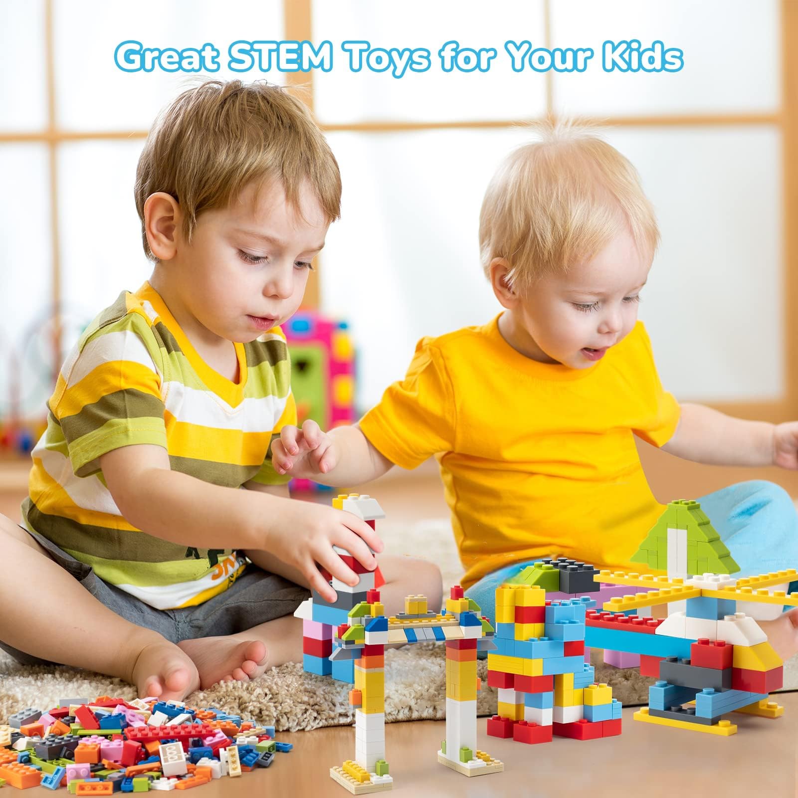 1500 Piece Building Bricks,Bulk Classic Building Blocks Basic Box Compatible with Major Brands Baseplates, 12 Colors 14 Random Bulk Shapes