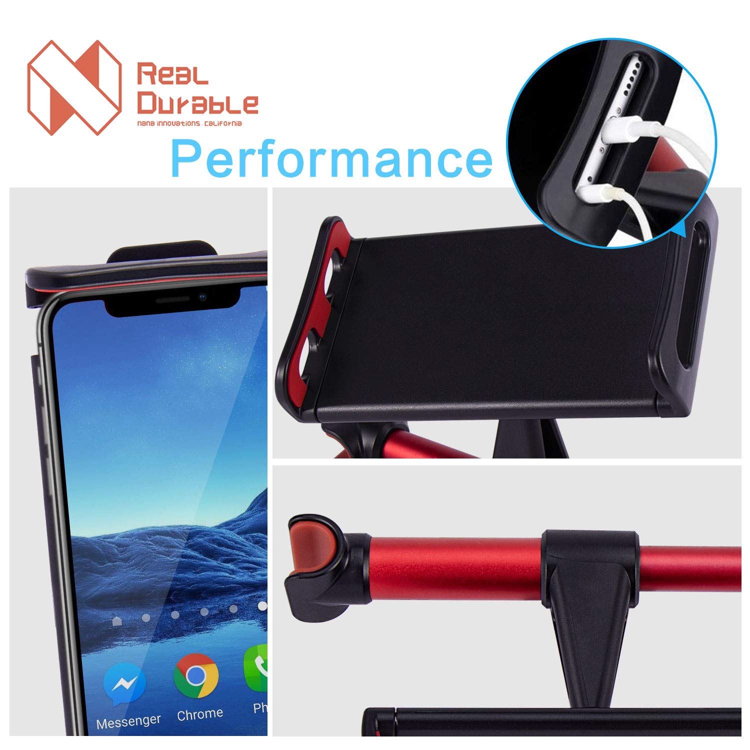 Nana Innovations Car Headrest Mount, Tablet Headrest Holder: Stand Cradle Compatible with Devices Such as iPad Pro Air Mini, Samsung Galaxy Tabs, Other 4.7-10.5\