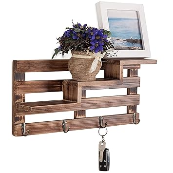 Naturecrafts Wooden Wall Mounted Entryway Organiser Display
