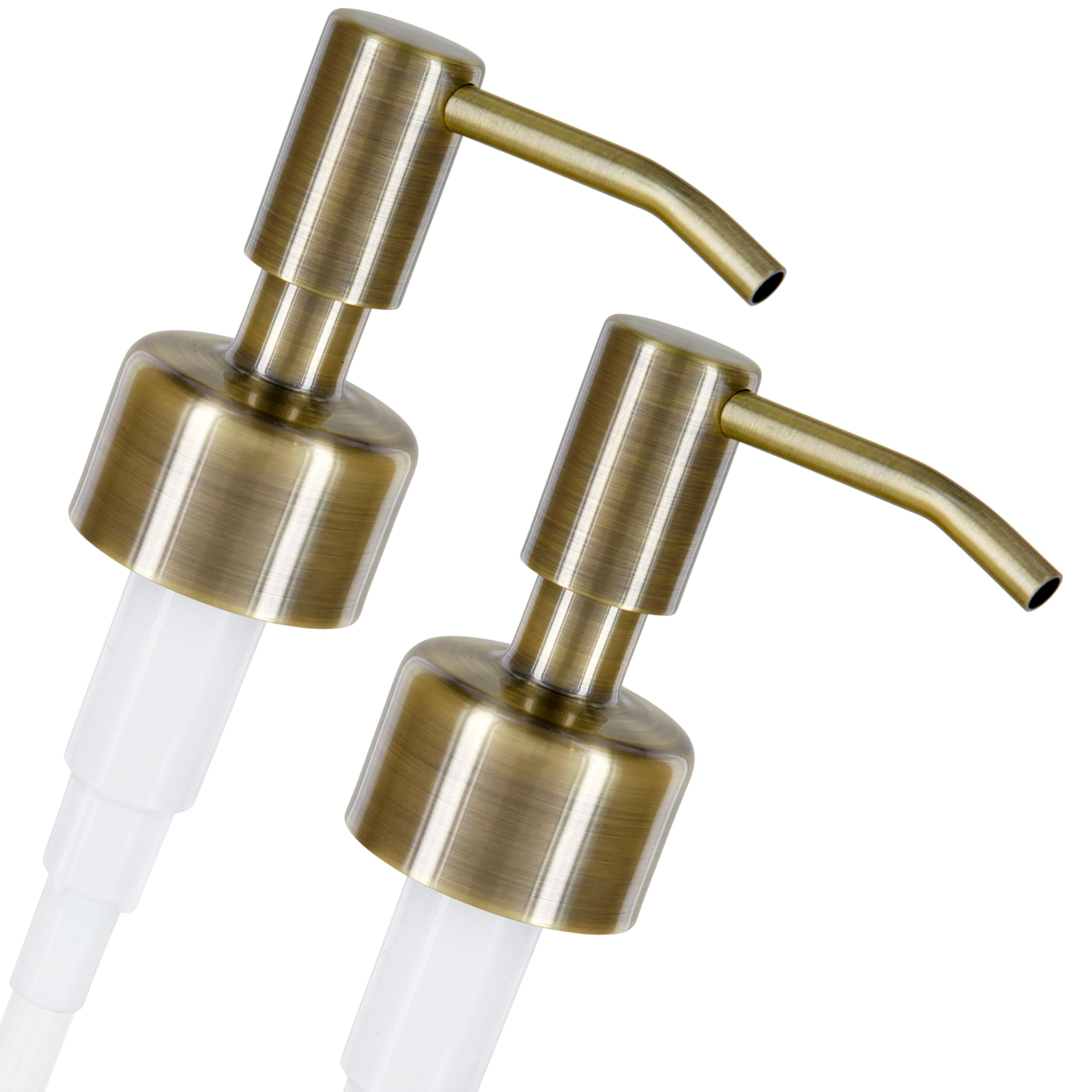 ALTGLAS 2 Pcs Soap Dispenser Pump Head 'Budapest' - Spare Replacement for Standard Neck Size - 26-28 mm Thread From Stainless Steel (Vintage Brass)