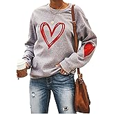 Valentine's Day Long Sleeve Sweatshirts Women Love Heart Print Graphic Shirts Pullover Tops Casual Blouse