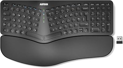 Arteck Split Ergonomic Keyboard with Cushioned Wrist Rest, 2.4G Wireless