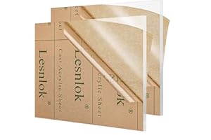 Lesnlok 2 Pieces 8 x 8 Acrylic Sheet 1/4 inch Thick 6mm Clear Plexiglass Sheet, for Sign,Craft, Photo Frame, DIY Display Projects (2, 8" x 8")