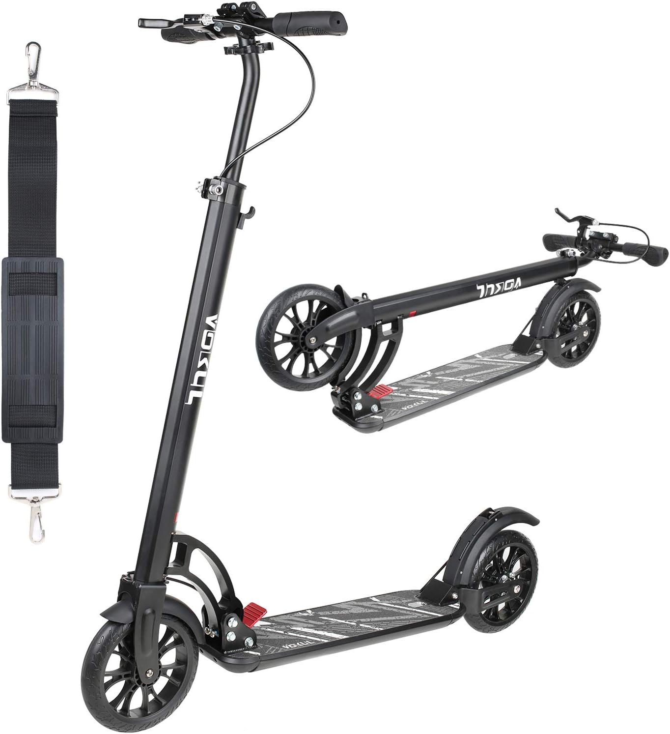 VOKUL Scooter Foldable Kick Scooters for teenagers & adults from 14 years, City scooter Suspension Design Adjustable Handlebars Range from 90-105cm - Urban scooter with large 205mm Wheels / Up to 220 220lbs, Urban Big Wheels Scooter