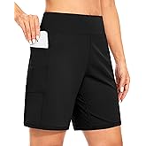 Blouty Women's 7" Bermuda Shorts with Pockets High Waisted Stretch Athletic Long Shorts for Women Workout Casual