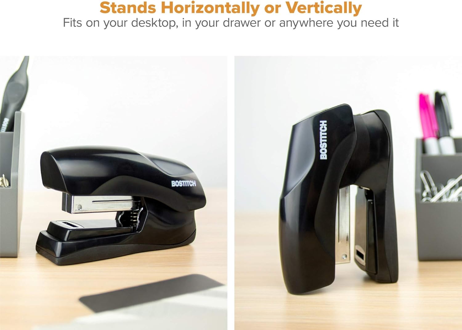 Bostitch Stapler with Staples Value Pack Set, Heavy Duty Stand Up Stapler, Black, 40 Sheet Capacity with 5000 Staples, Small Stapler Size, Fits Into The Palm of Your Hand (B175-BLK -VP): Office Products