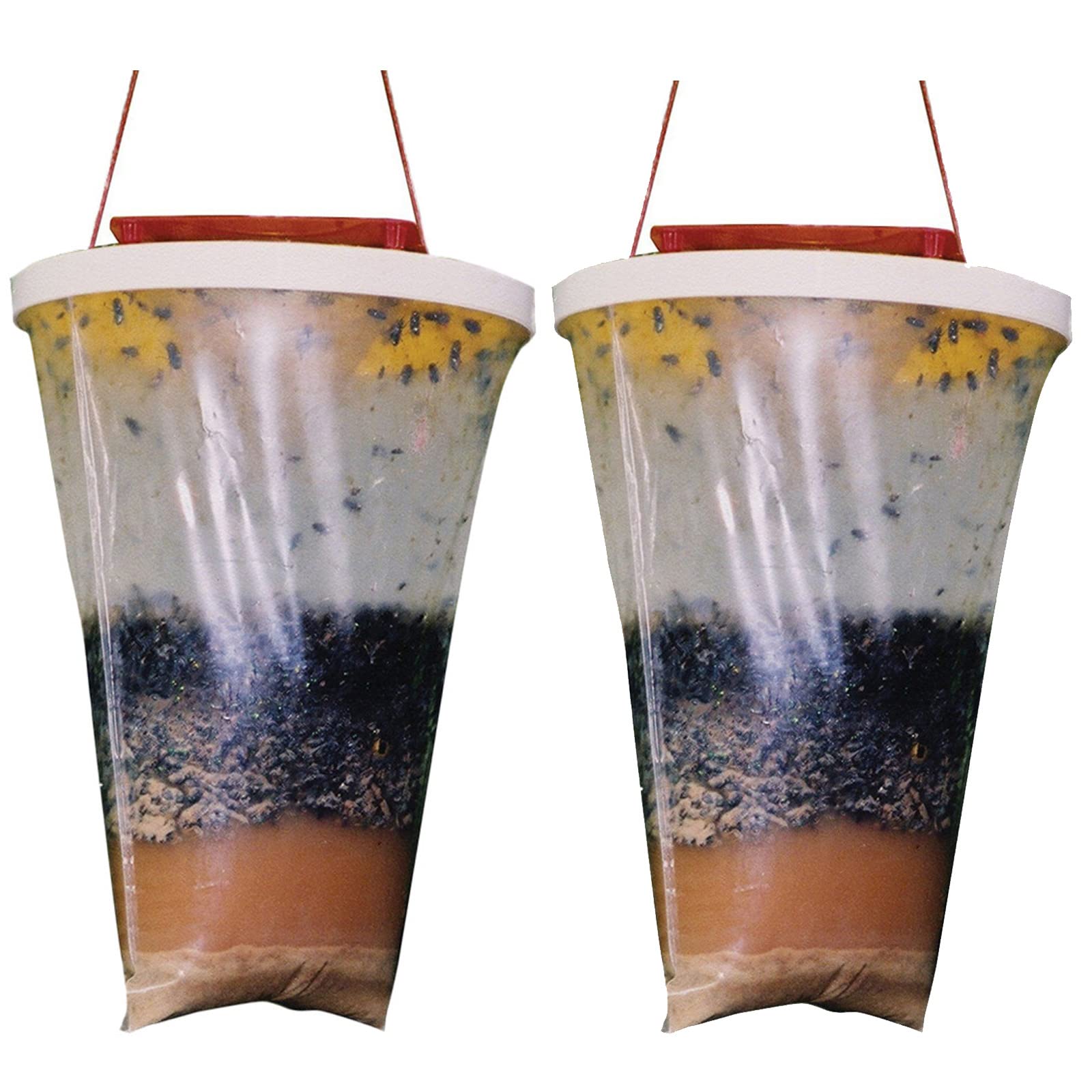 GROLF 2 Pack Fly Trap Outdoor Hanging Flies Catcher,Disposable Ranch Fly Trap Catcher Bag with Bait,Flies Killer Repellent for Outdoor Garden, Farm, Horse Barn