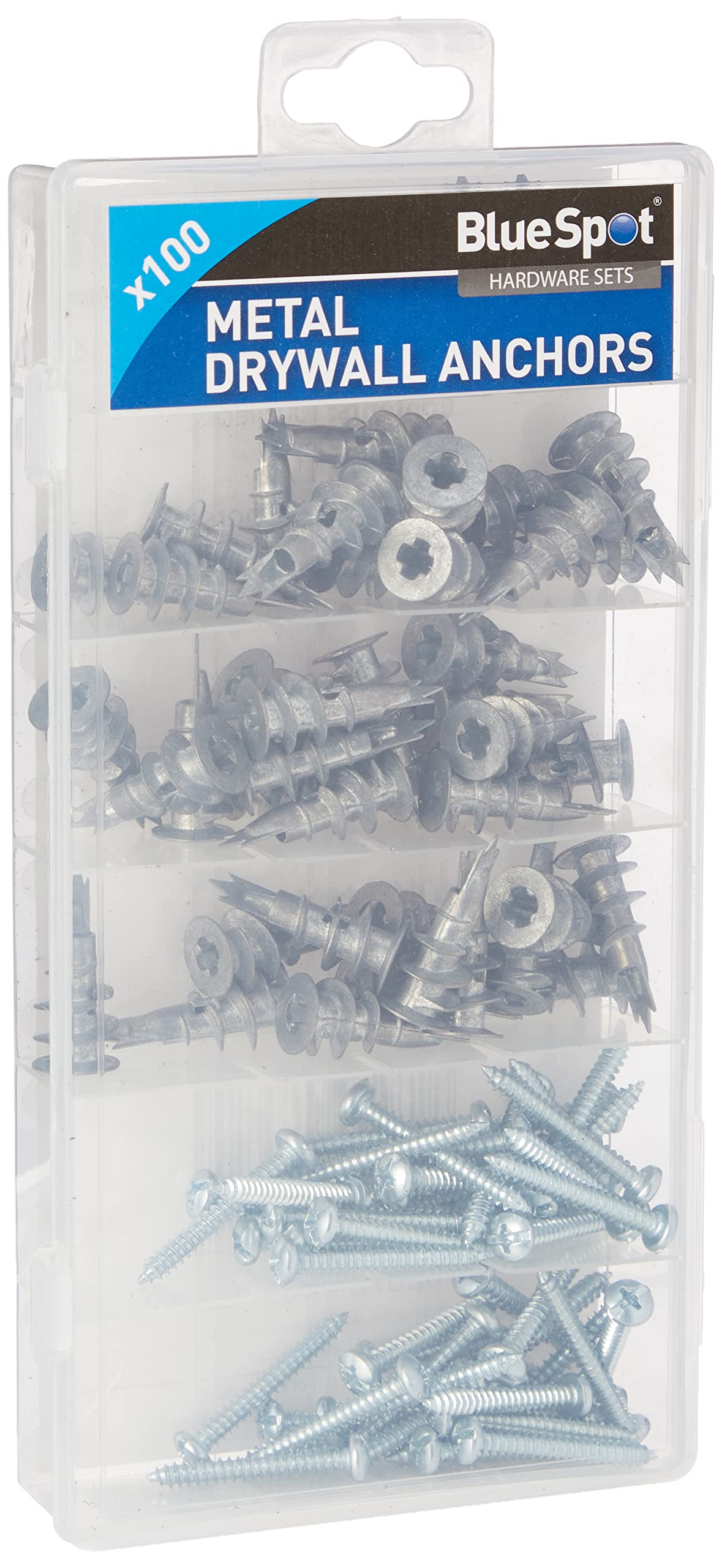 Blue Spot 40572 100 PCE Assorted Metal Drywall Anchor and Screw Set
