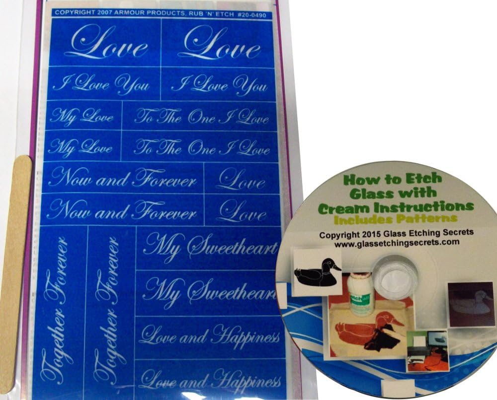 Amazon Com Romantic Script Stencils Love Words Quotes How To Etch Cd With Patterns Arts Crafts Sewing