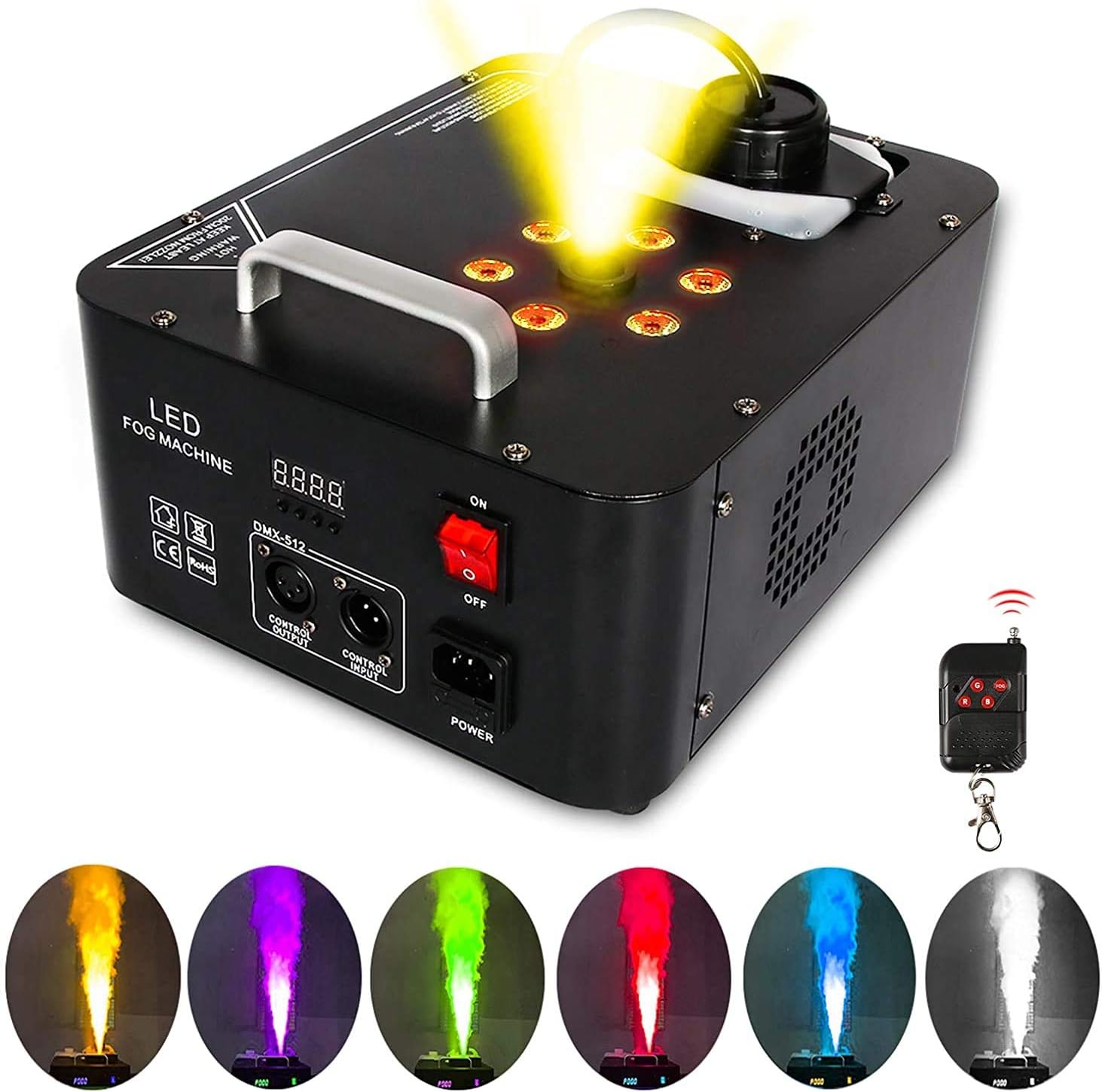 Fog Machine,1200W Up Spray Smoke Machine RGB 3 IN 1 6 LED Stage Fog