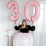 Lingqiang 40'' Pink Number Balloon 0-9 Foil Self-Inflating 9th Birthday view 6