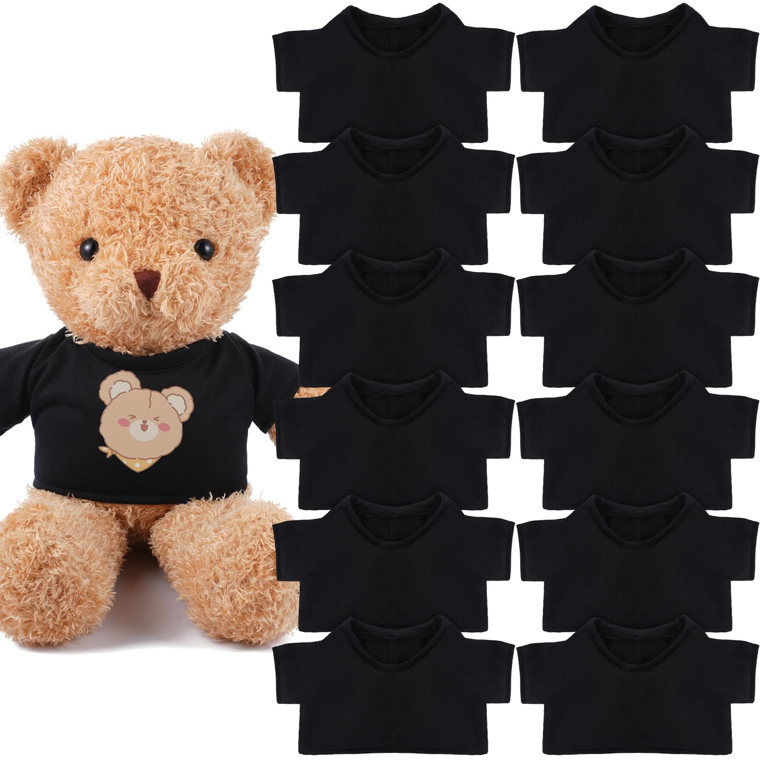 Photo 1 of Litherr S 12 PCS Stuffed Animal Tshirt Clothes Sublimation Stuffed Bear T-Shirt Blank Plush Bear Doll Fit 14-18 Inches Stuffed Bear Doll