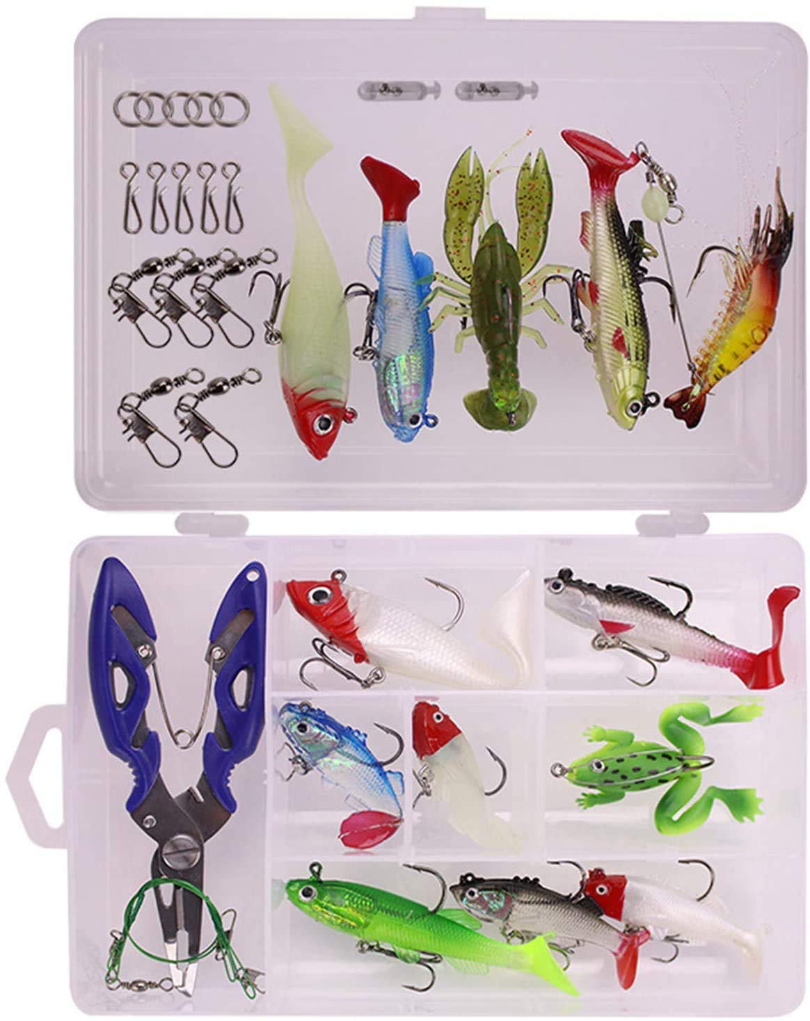 LEAMALLS 34pcs Fishing Lures Artificial Bait Fishing Hooks, Sports Outdoors Lure Kits