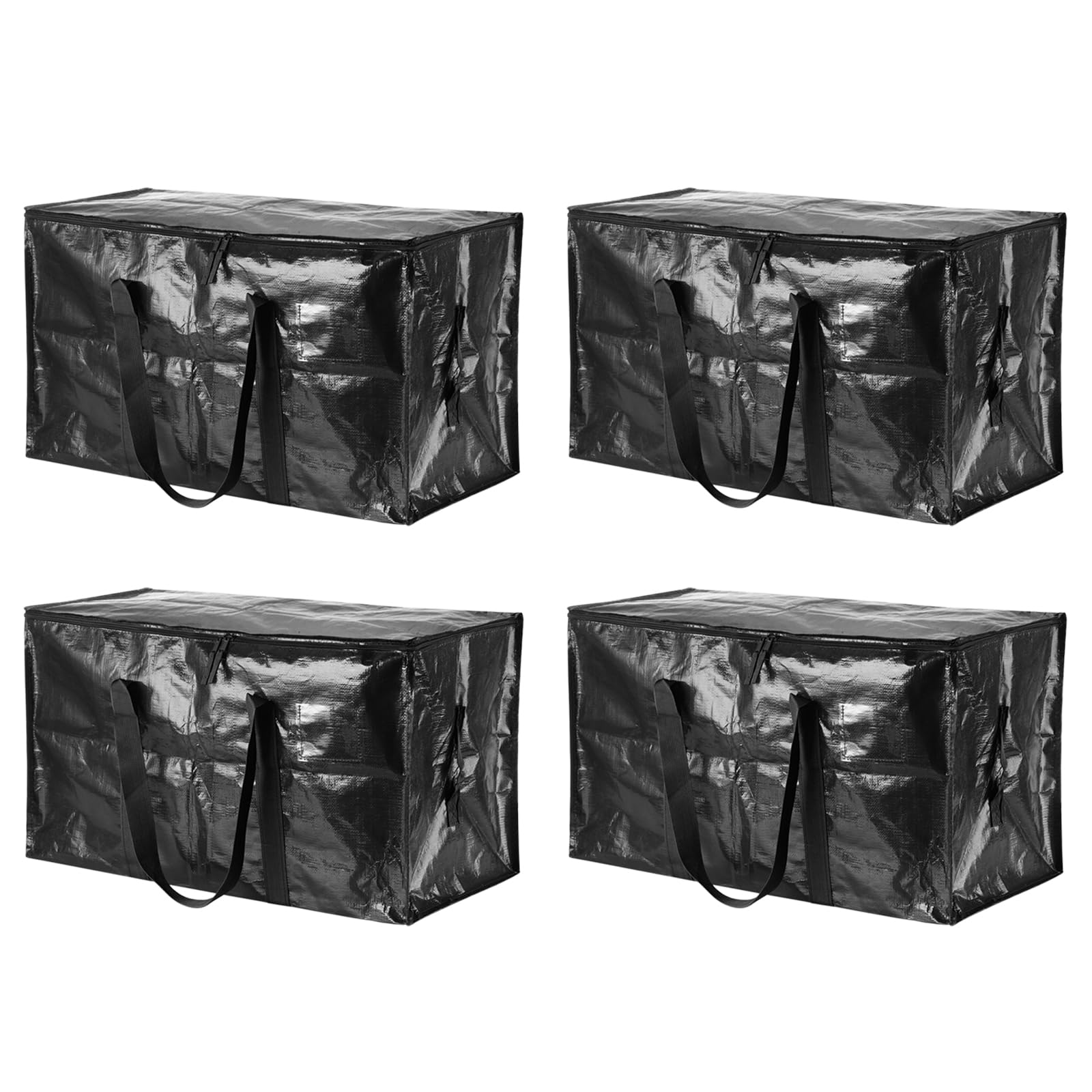 PATIKIL Extra Large Moving Bags, 4 Pack with Reinforced Handles and Zipper Storage Tote Packing Bags Collapsible for Clothes Moving Supplies,Black