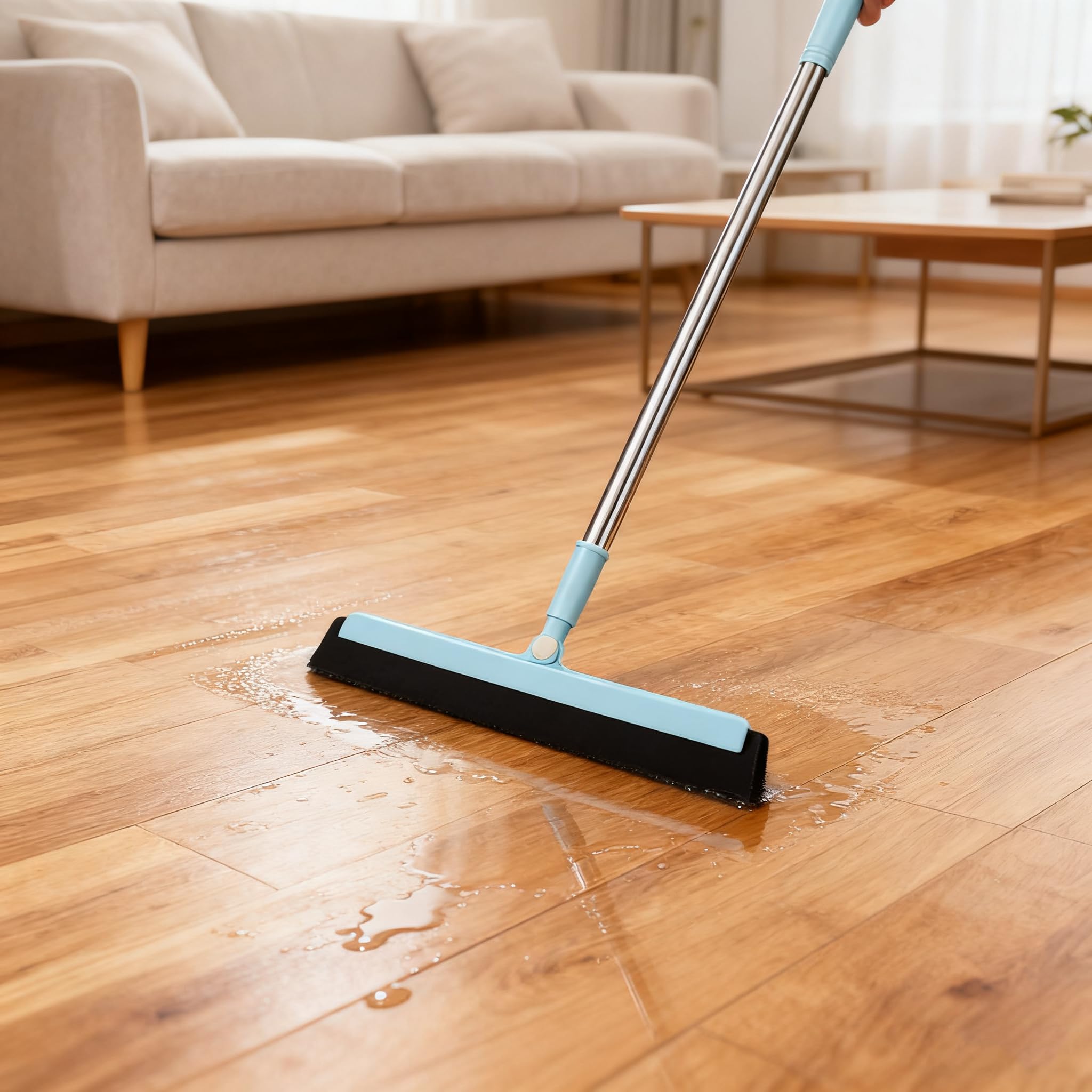 Floor Squeegee,Window Squeegee Cleaner, Adjustable Removable Long Handle with One Replacement Squeegee for Wet Room Shower Bathroom Kitchen Home Tile Pet Hair Fur Floor