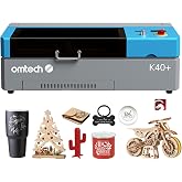 OMTech K40+ 45W CO2 Laser Engraver &amp; Cutter with LightBurn | 12" &times; 8" work area | 300 mm/s | Adjustable head | Built-in air assist | Works with wood, acrylic &amp; glass