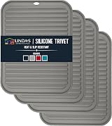 Linda's Essentials Silicone Trivets 4 Pack 30x23 cm Heat Resistant Mats