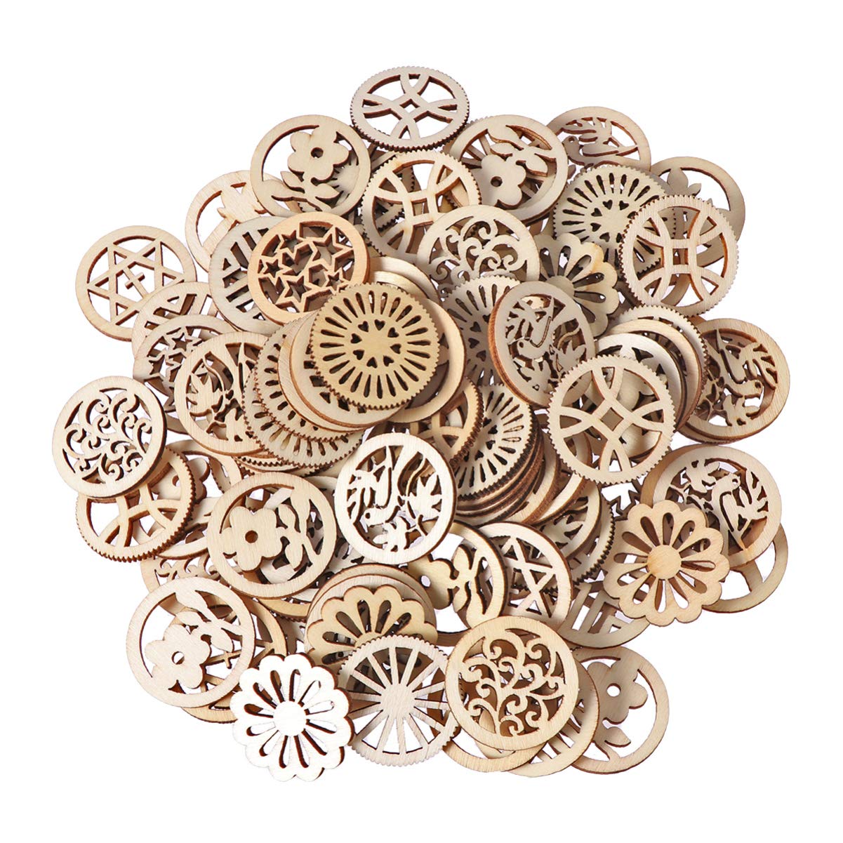 50PCS Wooden Gear Craft Wood Gift Tag Ornaments for DIY Accessories Scrapbooking 3CM
