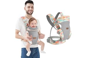 Ocanoiy Breathable Baby Carrier, Adjustable Baby Wrap Carrier with Lumbar Support, All-Position Baby Holder Carrier for Toddler Infant, Cozy and Lightweight Infant Carrier for 7-45lbs (Colorful)