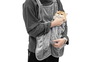 Pet Carrier Apron for Cats and Small Dogs - Hands-Free Adjustable Cat Pouch, Soft Breathable Washable Sling Carrier for Indoo