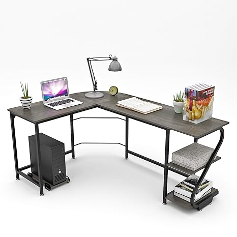 Office Desks Computer Desk L Shaped Workstation With Side Storage Shelf Office Corner Table Business Office Industrial Lugecook Com Br