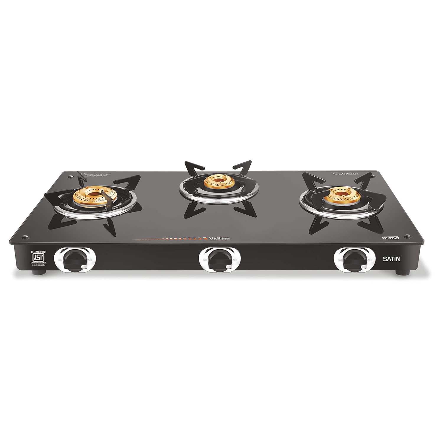 Vidiem GS G3 200 A Satin 3 Burner Glass Gas Stove