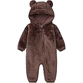 CAHL&FAUO Newborn Snowsuit Baby Cartoon Bear Onesie Warm Fleece Hooded Romper Jumpsuit