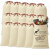 Clysee 15 Pack Sublimation Santa Blank Christmas Sacks, Large Reusable Cotton Canvas Drawstring Bags 26.8 x 18.9 in, Blank Xmas Gift Bags for Holiday DIY, Christmas Parties, Presents